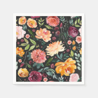 Aquarelle Fleurs d'automne Motif Faux Chalkboard