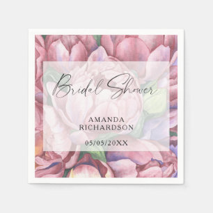 Serviette En Papier Aquarelle fleurs motifs - douche nuptiale