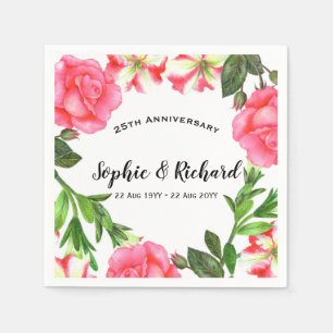 Serviette En Papier Aquarelle Fleurs roses Conception de courroie