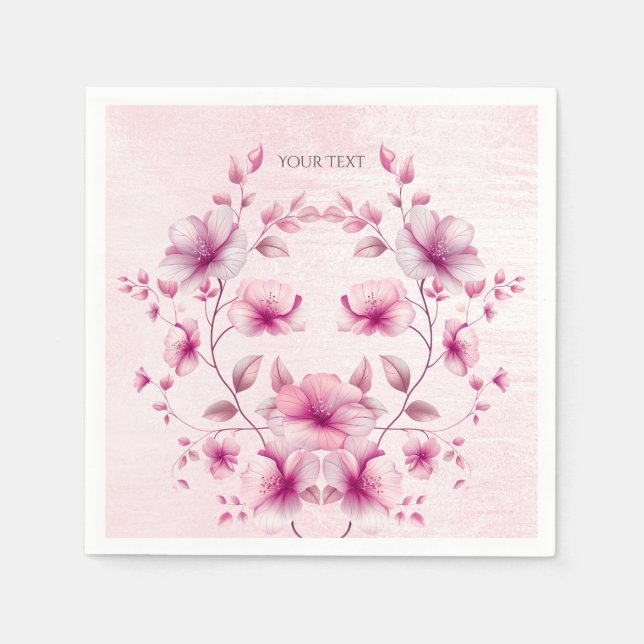 Serviette En Papier Aquarelle Fleurs roses serviettes (Devant)