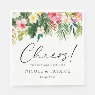 Serviette En Papier Aquarelle Fleurs tropicales Mariage d'été