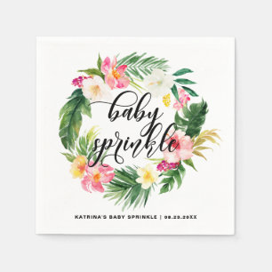 Serviette En Papier Aquarelle Fleurs tropicales Wreath Baby Sprinkine