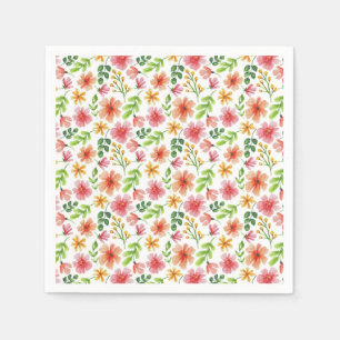 Serviette En Papier Aquarelle Floral Fleurs roses Motif-69677