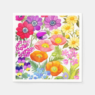 Serviette En Papier Aquarelle Floral Garden Papier Napkins