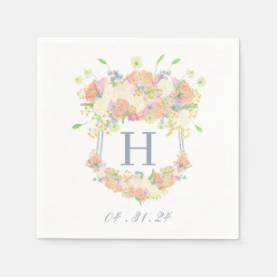 Serviette En Papier Aquarelle Floral Garden Party Crest