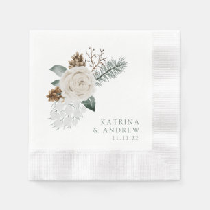 Serviette En Papier Aquarelle Floral Mariage Cocktail  Napkins