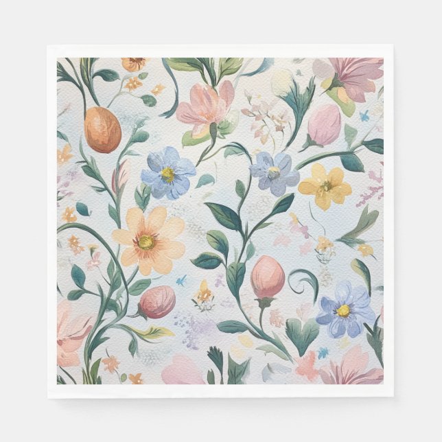 Serviette En Papier Aquarelle Floral Mères Jour de fête Napkins (Devant)