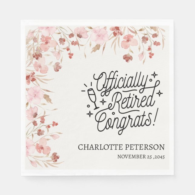 Serviette En Papier Aquarelle Floral Retraite Party Napkins (Devant)