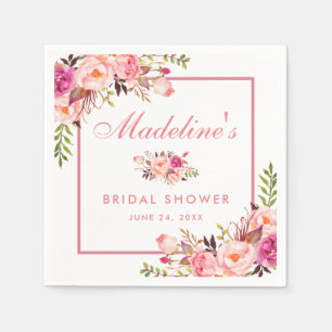 Serviette En Papier Aquarelle Floral rose Fête des mariées