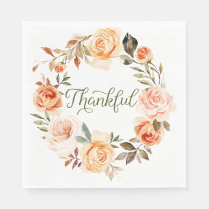 Serviette En Papier Aquarelle Floral Wreath Luncheon Napkin