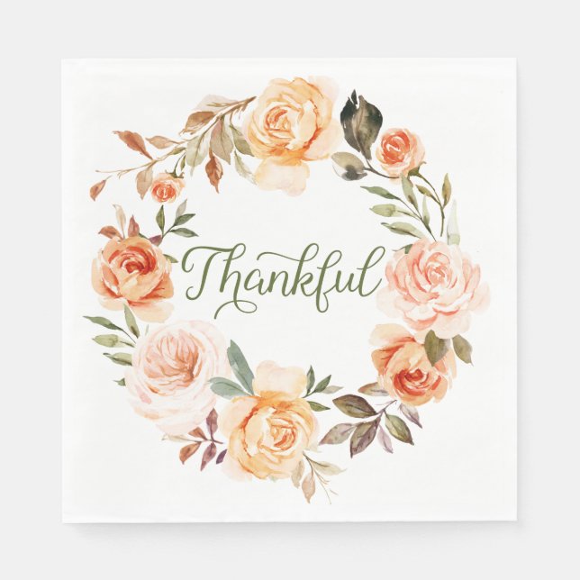 Serviette En Papier Aquarelle Floral Wreath Luncheon Napkin (Devant)