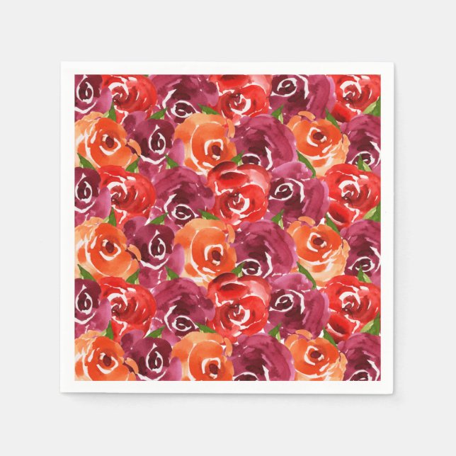 Serviette En Papier Aquarelle Florale (Devant)
