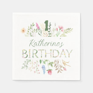 Serviette En Papier Aquarelle florale Alphabet ABC Anniversaire Cockta