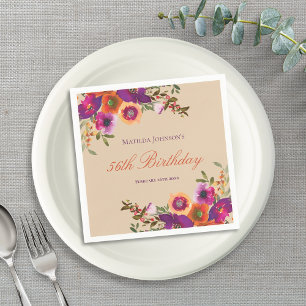 Serviette En Papier Aquarelle Florale Automne fête d'anniversaire