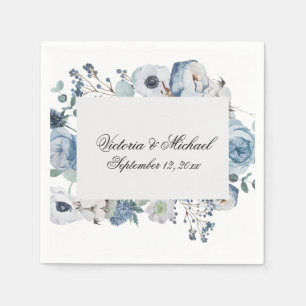 Serviette En Papier Aquarelle Florale Bleue Naples Florales