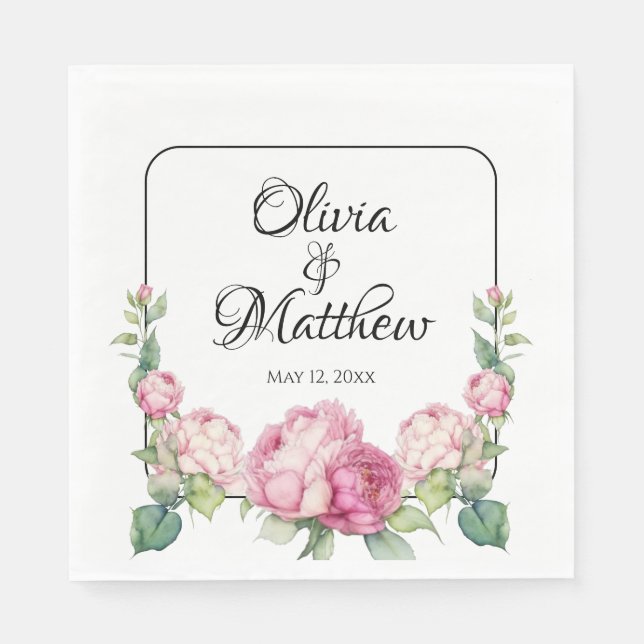 Serviette En Papier Aquarelle florale rose pis rose roses roses (Devant)