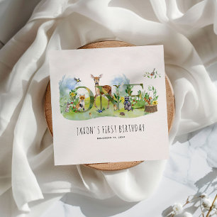 Serviette En Papier Aquarelle Forêt forestière Animaux 1er anniversair