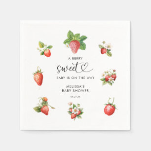 Serviette En Papier Aquarelle Fraise Berry Baby shower sucré