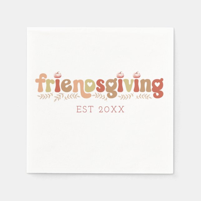 Serviette En Papier Aquarelle Friendsgiving Dîner Thanksgiving (Devant)