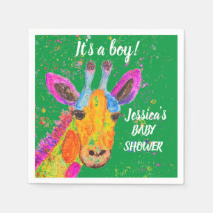 Serviette En Papier Aquarelle Giraffe Safari Jungle Baby shower mignon