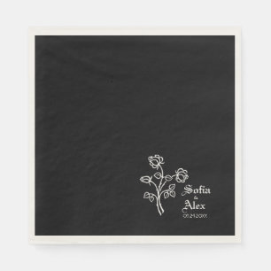 Serviette En Papier Aquarelle gothique rose mariage noir