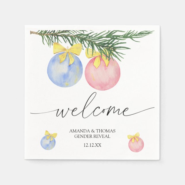 Serviette En Papier Aquarelle hiver Bienvenue sexe révéler (Devant)