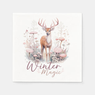 Serviette En Papier Aquarelle Hiver Magique Cerf