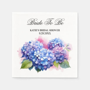 Serviette En Papier Aquarelle Hydrangea Fête des mariées Florale
