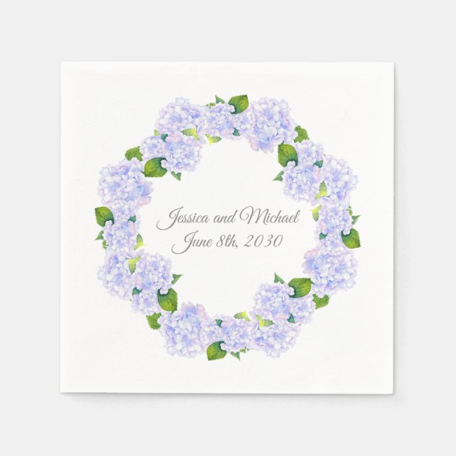 Serviette En Papier Aquarelle Hydrangeas Wreath (Devant)