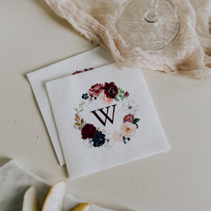 Serviette En Papier Aquarelle illustrée Mariage de monogramme d'automn
