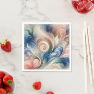 Serviette En Papier Aquarelle Imaginaire Floral Romantique Motif