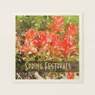 Serviette En Papier Aquarelle indienne de fleur sauvage de pinceau