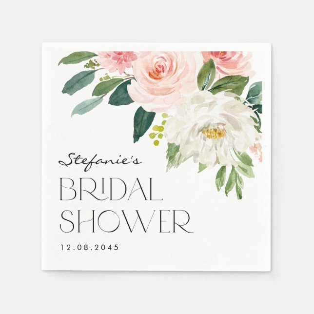 Serviette En Papier Aquarelle Jardin Fleurs Fête des mariées de printe (Devant)