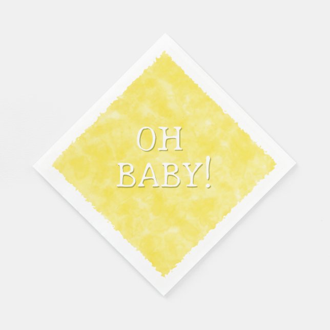 Serviette En Papier Aquarelle jaune Baby shower texte personnalisé Oh  (Coin)