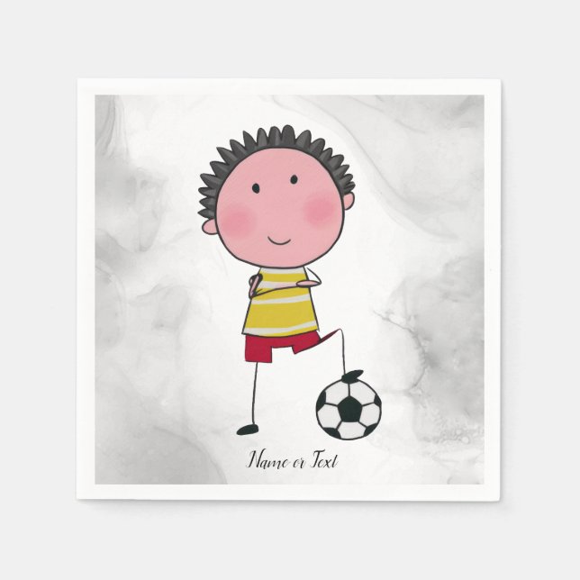 Serviette En Papier Aquarelle Joueur Stick Garçon Beau (Devant)