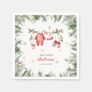 Serviette En Papier Aquarelle Joyeux Noël Père Noël bébé de Noël