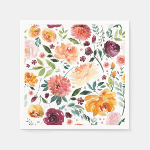 Serviette En Papier Aquarelle Les fleurs d'automne Automne Motif botan
