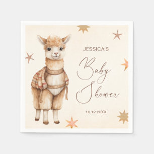 Serviette En Papier Aquarelle Llama Boho Baby shower beige