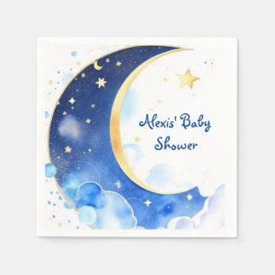 Serviette En Papier Aquarelle Lune céleste et Baby shower des étoiles