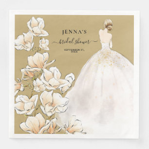 Serviette En Papier Aquarelle Magnolia Bride Fête des mariées papier D