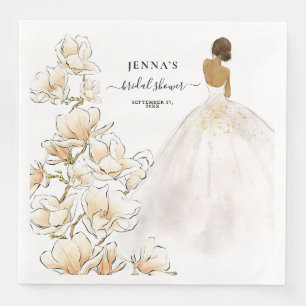 Serviette En Papier Aquarelle Magnolia Bride Fête des mariées papier D