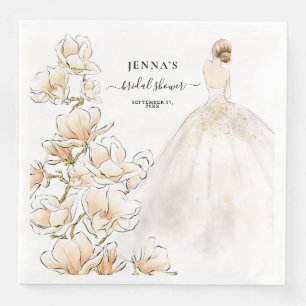 Serviette En Papier Aquarelle Magnolia Bride Fête des mariées papier D