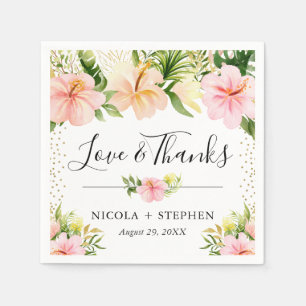 Serviette En Papier Aquarelle Mariage de fleurs tropicales