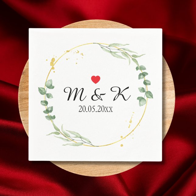 Serviette En Papier Aquarelle Mariage de verdure (Watercolor Greenery Wedding Napkins)