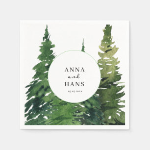 Serviette En Papier Aquarelle Mariage festif Arbre de Noël
