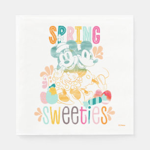 Serviette En Papier Aquarelle Mickey et Minnie   Poids du printemps