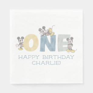 Serviette En Papier Aquarelle Mickey Mouse Premier anniversaire