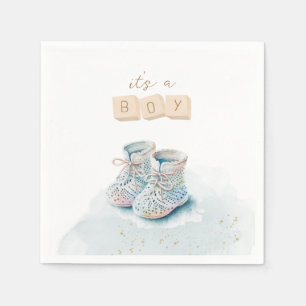 Serviette En Papier Aquarelle mignonne Baby Chaussure Garçon Genre Rév