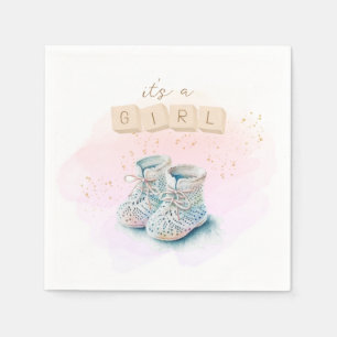 Serviette En Papier Aquarelle mignonne Bébé Chaussure Fille Genre Révé