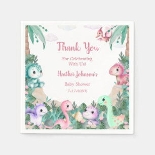 Serviette En Papier Aquarelle mignonne Dinosaur Baby shower fille